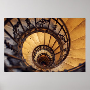 Spiral: gamla trappor i trapphus i trappor. poster