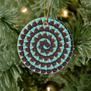 Spiral Guinea Gris Mönster, Julgransprydnad Keramik