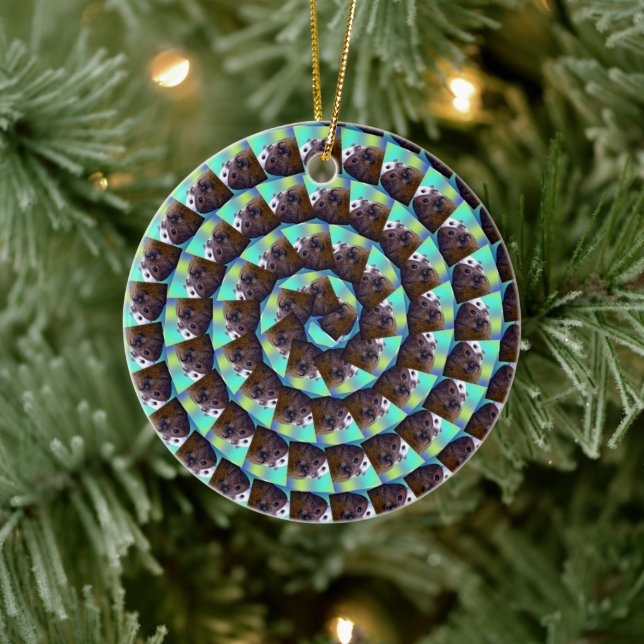 Spiral Guinea Gris Mönster, Julgransprydnad Keramik (Träd)