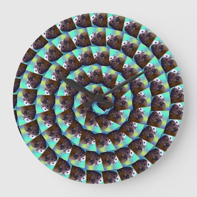 Spiral Guinea Gris Mönster, Stor Klocka (Framsida)