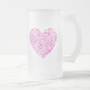 Spiral handskriftscentrum för rosa i Valentines da Frostat Ölglas