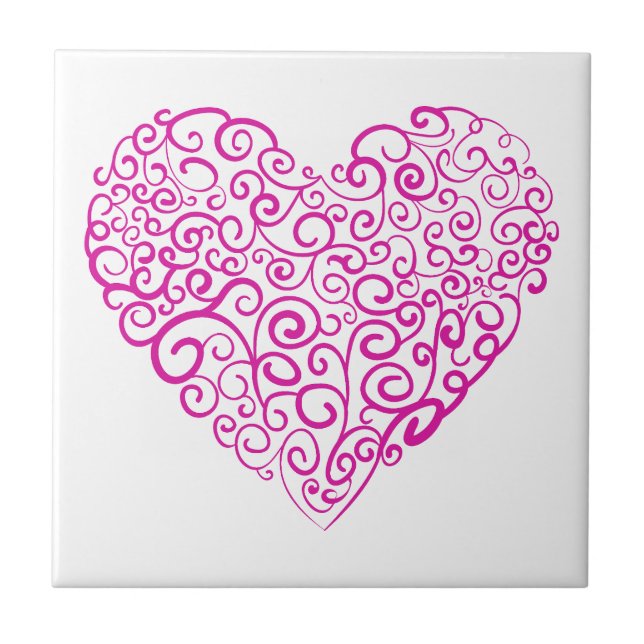 Spiral handskriftscentrum för rosa i Valentines da Kakelplatta (Framsidan)