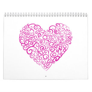 Spiral handskriftscentrum för rosa i Valentines da Kalender