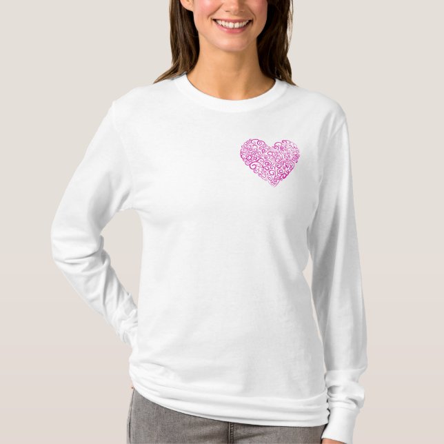 Spiral handskriftscentrum för rosa i Valentines da T Shirt (Framsida)