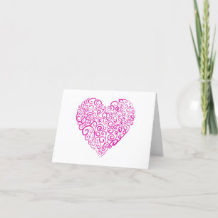 Spiral handskriftscentrum för rosa i Valentines da Tack Kort