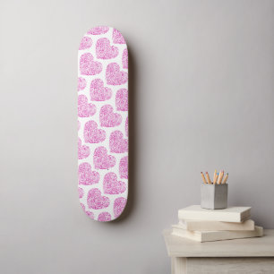 Spiral handstil rosa hjärta för Alla hjärtans dag Mini Skateboard Bräda 18,5 Cm