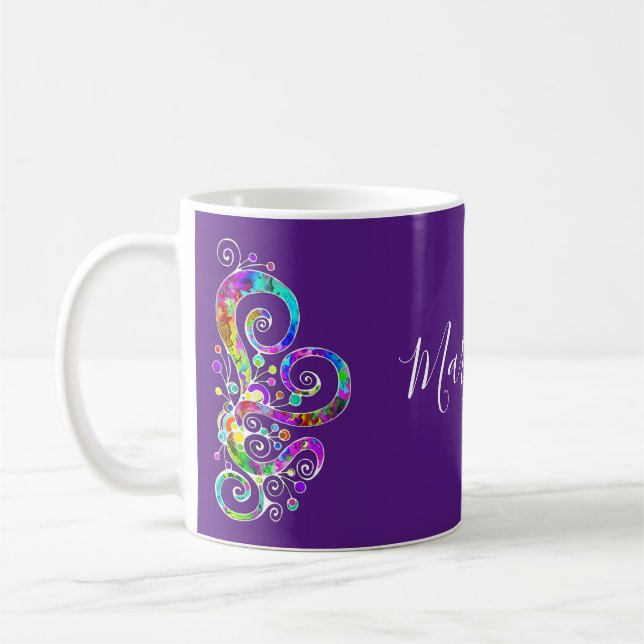 Spiral Heart-handledsfärgad design 2 Kaffemugg (Vänster)