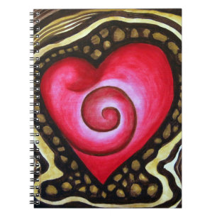 Spiral hjärta av kärlekanteckningsboken anteckningsbok med spiral