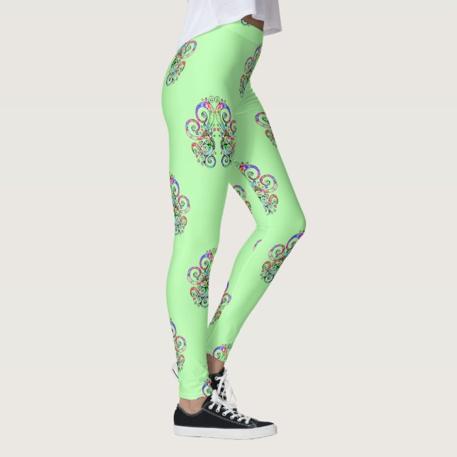 Spiral hjärta Handmålad design 4 Leggings (Höger)