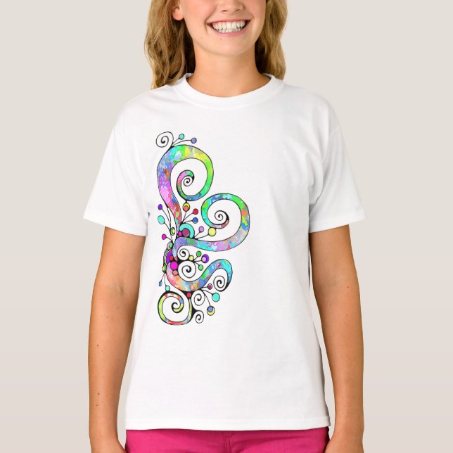 Spiral Hjärthandsfärgad design 1 T Shirt (Framsida)