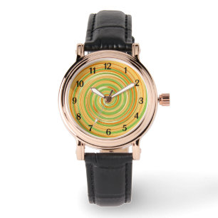 Spiral i Roligt Citrus Färg Black Numbers Armbandsur
