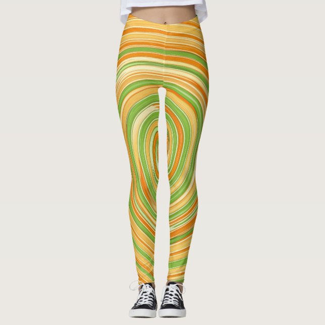 Spiral i Roligt Citrus Färg Leggings (Framsida)