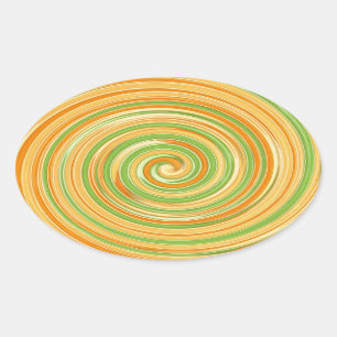 Spiral i Roligt Citrus Färg Ovalt Klistermärke