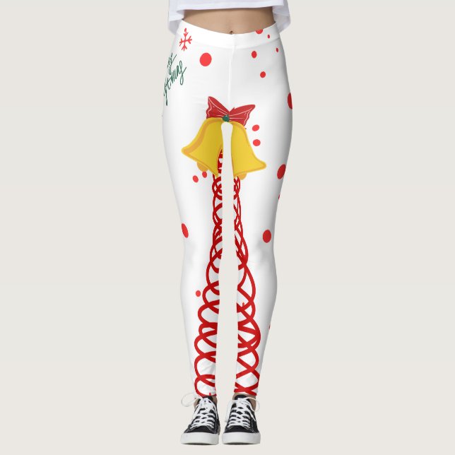 Spiral Julgran och klockor design Leggings (Framsida)