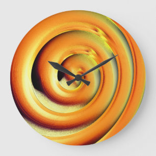 Spiral med stor glansig orange över svart klocka