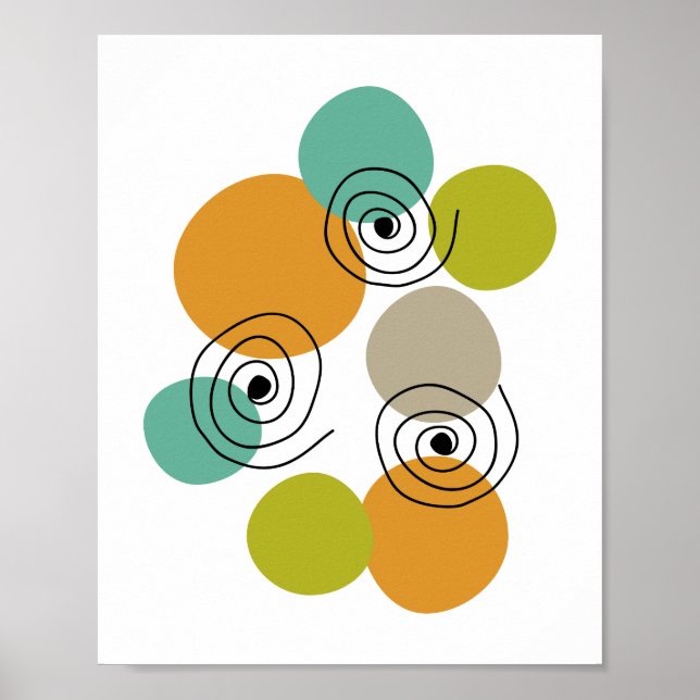 Spiral Mid Century Modern Colorful Geometric Poster (Framsidan)