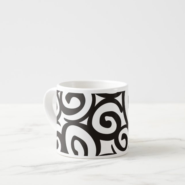 Spiral Mönster Black & White + dina idéer Espressomugg (Framsida vänster)