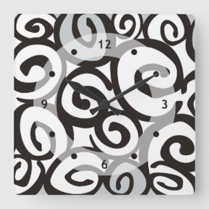 Spiral Mönster Black & White + dina idéer Fyrkantig Klocka