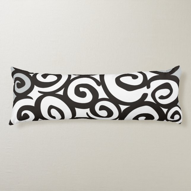 Spiral Mönster Black & White + dina idéer Kroppskudde (Framsidan)