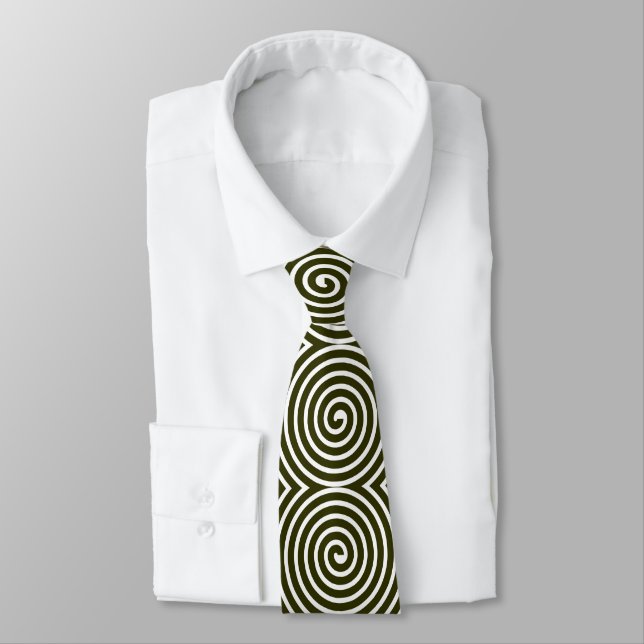 Spiral Mönster - Mörken Olive och White Slips (Bunden)