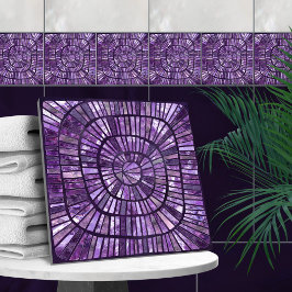 Spiral Mosaic - Amethyst Fluorite Kakelplatta
