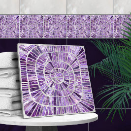Spiral Mosaic - Amethyst on pearl Kakelplatta