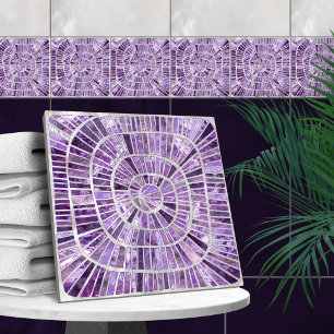 Spiral Mosaic - Amethyst on pearl Kakelplatta
