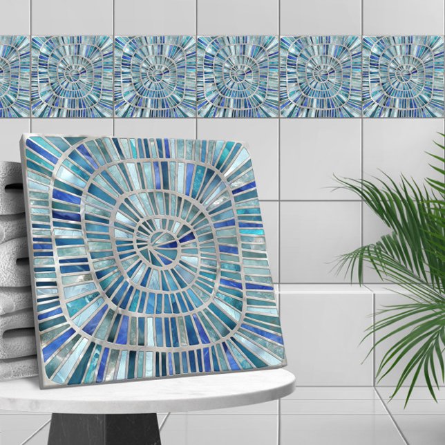 Spiral Mosaic Art - Aquamarine Kakelplatta (Skapare uppladdad)
