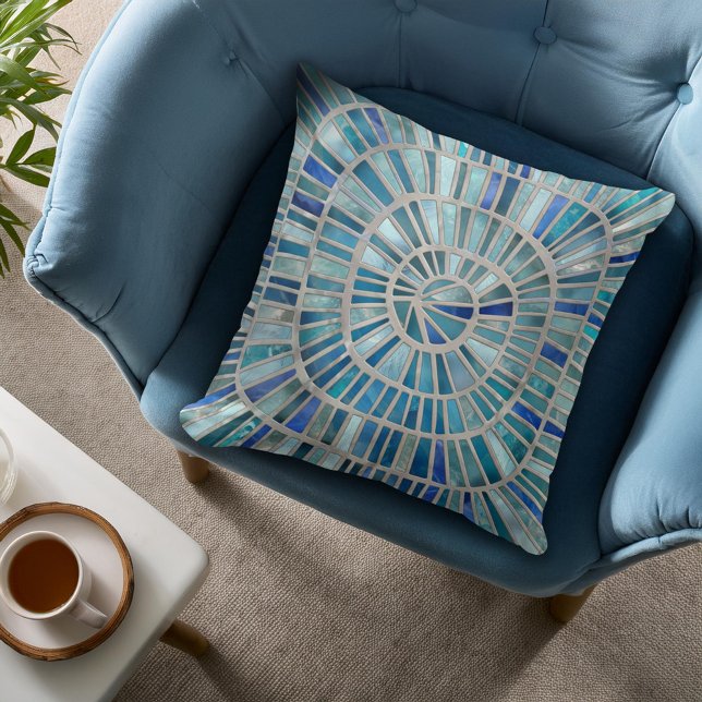 Spiral Mosaic Art - Aquamarine Kudde (Skapare uppladdad)