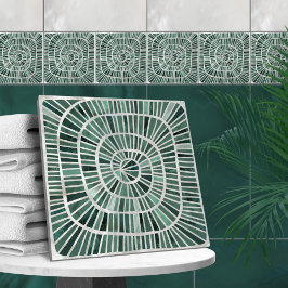 Spiral Mosaic - Gräs och Jade-Grönten Kakelplatta