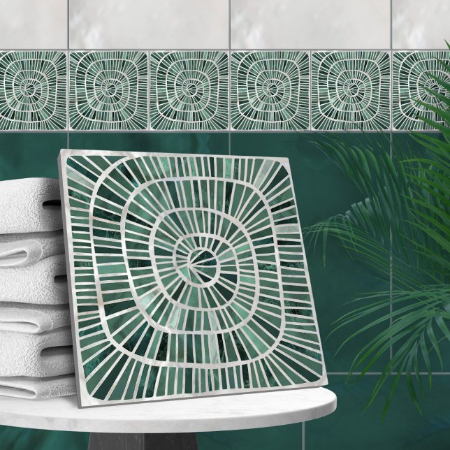 Spiral Mosaic - Gräs och Jade-Grönten Kakelplatta (Skapare uppladdad)