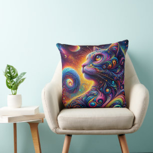 Spiral Mystic Galaxy Rainbow Cat Kudde