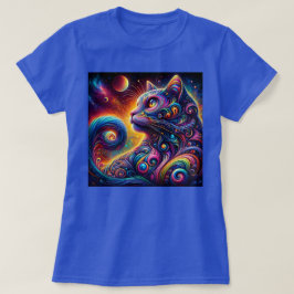Spiral Mystic Galaxy Rainbow Cat T Shirt