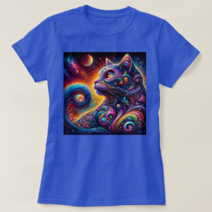Spiral Mystic Galaxy Rainbow Cat T Shirt