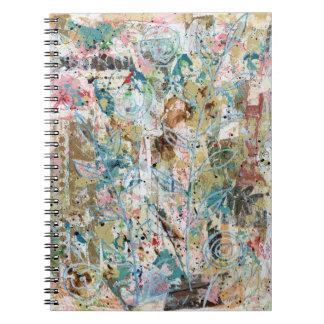 Spiral notebook with mixed media floral artwork. anteckningsbok