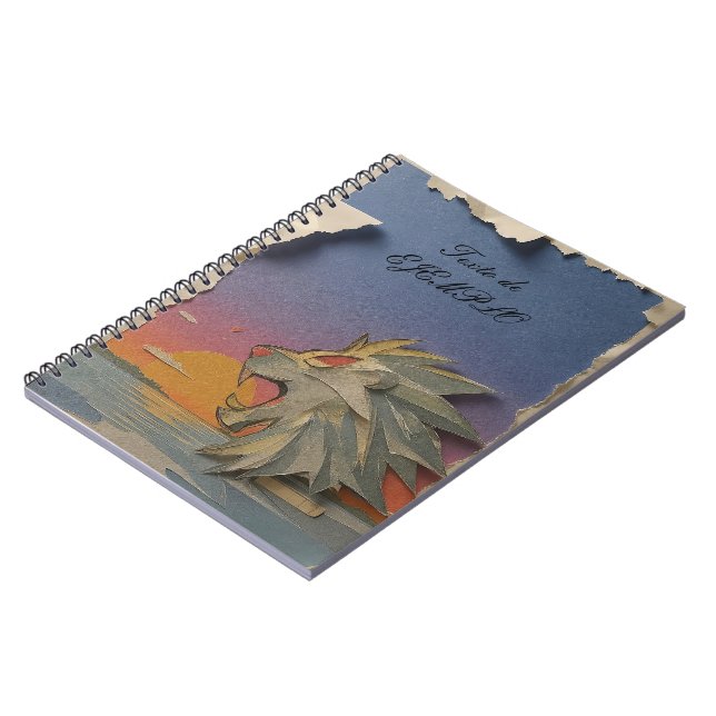Spiral Notebook with Roaring Lion Design Papercut Anteckningsbok (Vänstra Sidan)
