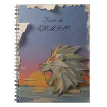 Spiral Notebook with Roaring Lion Design Papercut