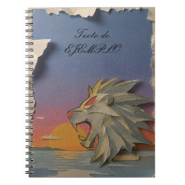 Spiral Notebook with Roaring Lion Design Papercut Anteckningsbok