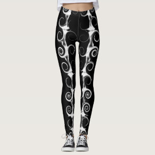 Spiral och Swirls Black and White Mönster Leggings