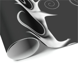 Spiral och Swirls Black and White Mönster Presentpapper