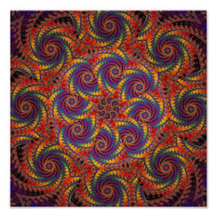 Spiral Octopus Psychedelic Rainbow Fractal Art Fototryck