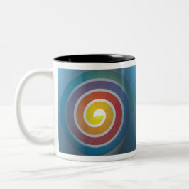 SPIRAL PÅ BLÅ BAKGRUND Två-Tonad MUGG