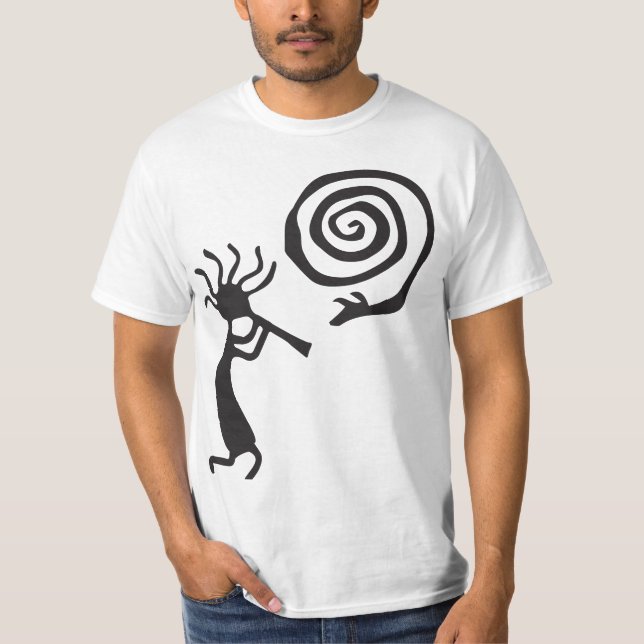 Spiral Petroglyph Kokopelli T-Shirt (Framsida)