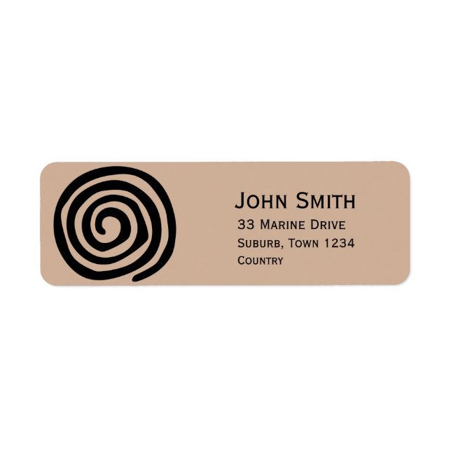 Spiral petroglyph stamart modern trendig returadress etikett (Framsidan)