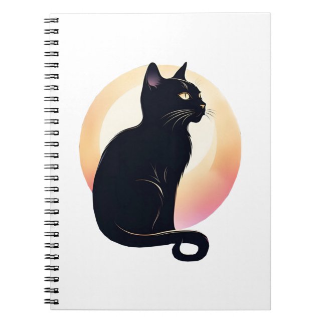 Spiral Photo Black Cat Notebook Anteckningsbok (Framsidan)