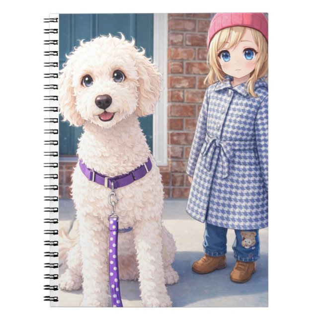 Spiral Photo Notebook Anime Girl With Happy Dog Anteckningsbok (Framsidan)