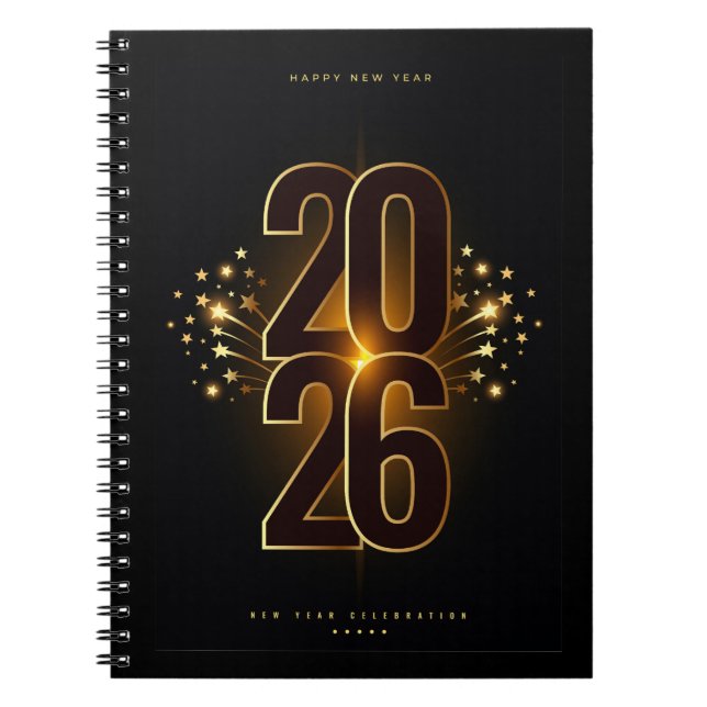 Spiral Photo Notebook-Happy New Year 2026 Anteckningsbok (Framsidan)