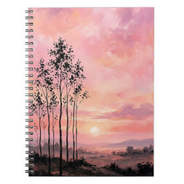 Spiral Photo Notebook – Pink Sunset Landscape  Anteckningsbok