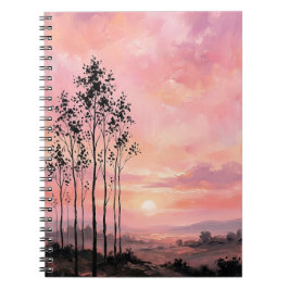 Spiral Photo Notebook – Pink Sunset Landscape  Anteckningsbok