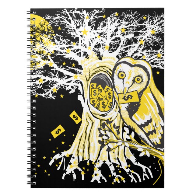 Spiral Photo Notebook – Urban Tree Owl & Wealth  Anteckningsbok (Framsidan)